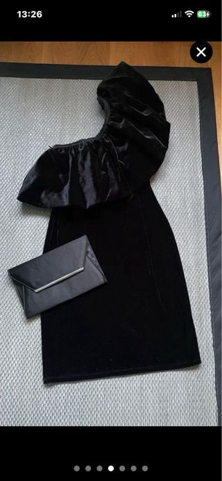 Vestido Terciopelo Negro Talla S + Bolso