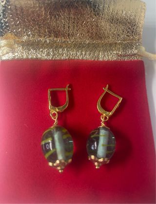 Pendientes Cristal Murano Azules o marrón y Dorado