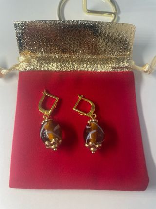 Pendientes Cristal Murano Azules o marrón y Dorado