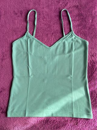 Mango Tops Cortos de Tirantes rosa y verde Talla S