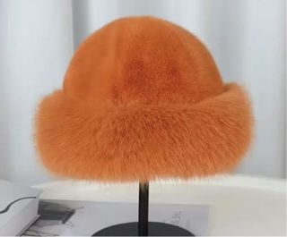Cappello donna finta pelliccia arancione
