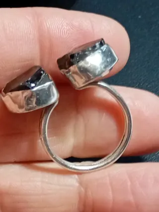 Anillo Plata Ley cuarzo ahumado en bruto