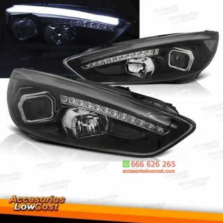 FAROS FORD FOCUS MK3 15-18 LED TRU DRL NEGROS
