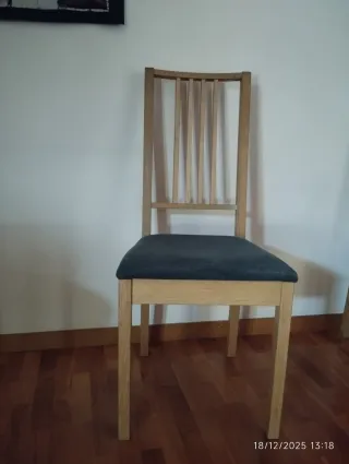 4 Sillas Comedor Madera Ikea tapicería verde oscur