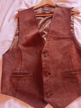 Chaleco de piel vintage HOLMI Talla 52