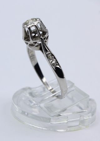 Anillo Oro Blanco 18kt Diamante Central