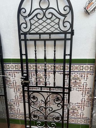 Puerta de hierro forjado y cristal