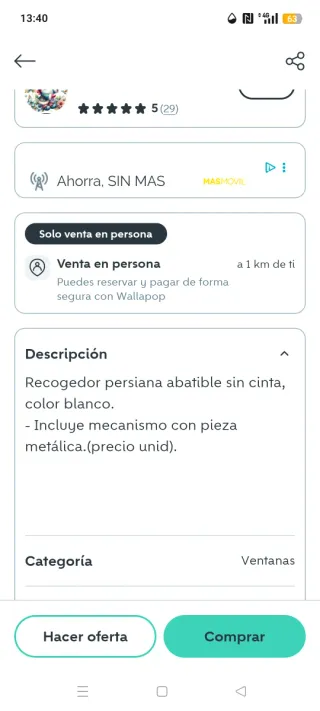 Recogedor persiana blanco