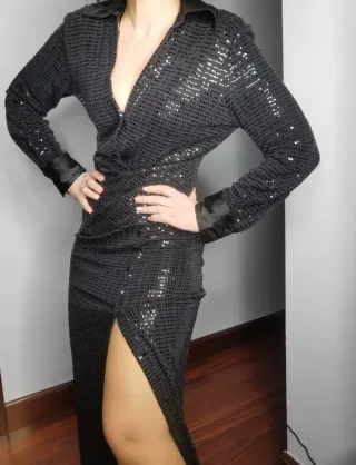 Vestido largo lentejuelas. Con etiqueta