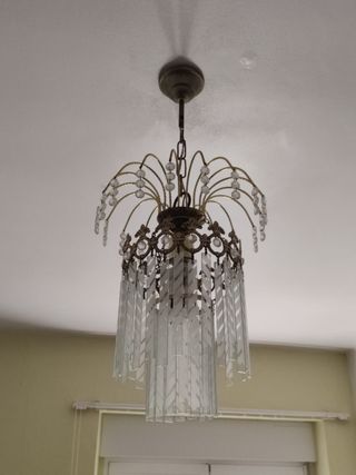 Lampada a sospensione in vetro e metallo