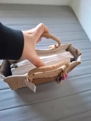 Bolso de rafia tote con asa larga