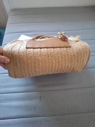 Bolso de rafia tote con asa larga