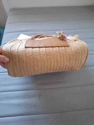 Bolso de rafia tote con asa larga