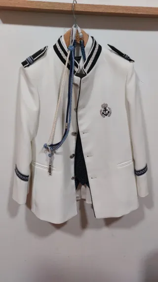 Traje de comunión niño blanco y azul