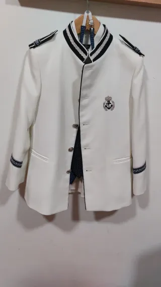 Traje de comunión niño blanco y azul