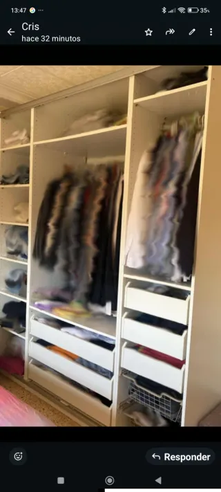 Mueble vestidor blanco alto 2370mm y ancho 2000mm