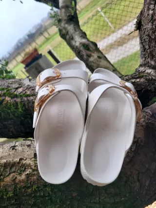 Birkenstock ciabatte bianche con fibbia