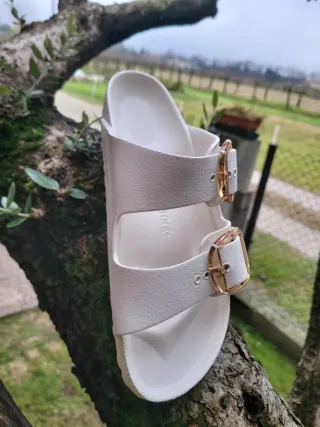 Birkenstock ciabatte bianche con fibbia