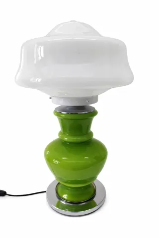 Candeeiro vintage opalino verde e rosa