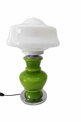 Candeeiro vintage opalino verde e rosa