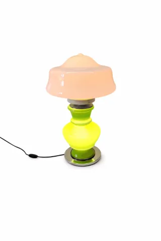 Candeeiro vintage opalino verde e rosa