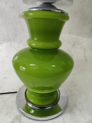 Candeeiro vintage opalino verde e rosa