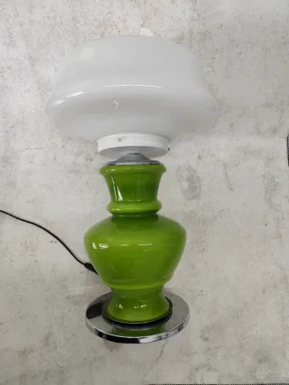 Candeeiro vintage opalino verde e rosa