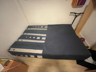 Sofá Cama Azul y Blanco