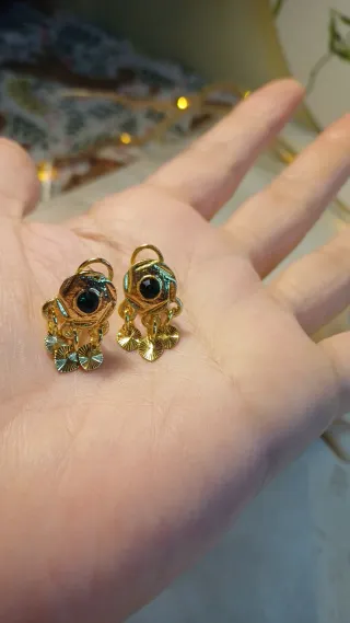 Pendientes Vintage Oro 18k con Esmeralda
