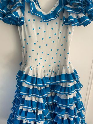 Traje Flamenca Mujer Azul y Blanco