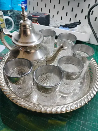 Set Tetera Marroquí + Bandeja + 6 Vasos