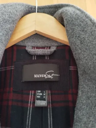 Abrigo paño gris Mango Talla L