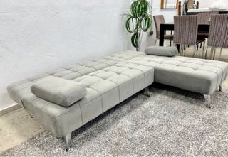 Divano letto in velluto grigio