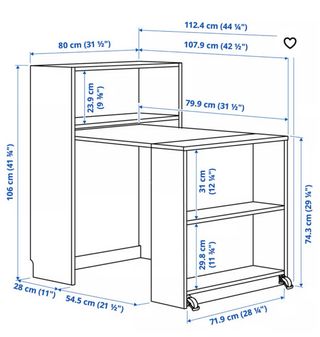Escritorio extensible IKEA blanco sin usar