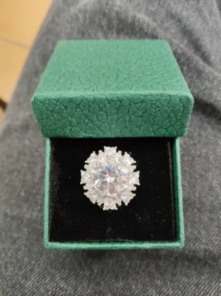 Anillo Moissanita 2ct D+ Certificado Plata