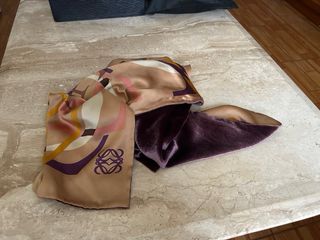 Bufanda Loewe Beige Multicolor terciopelo y seda