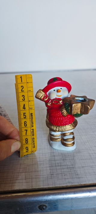 Portacandele Pupazzo Neve Ceramica Natale