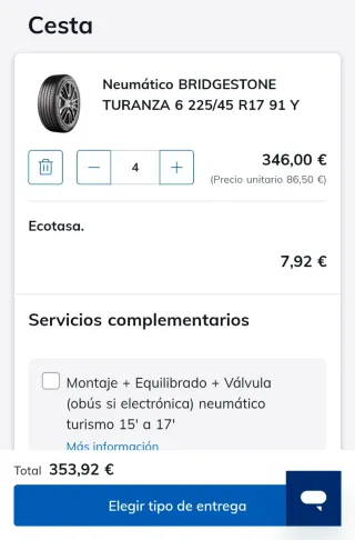 4 Neumáticos Bridgestone Turanza 6 225/45 R17