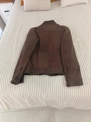 Cazadora de piel hombre marrón