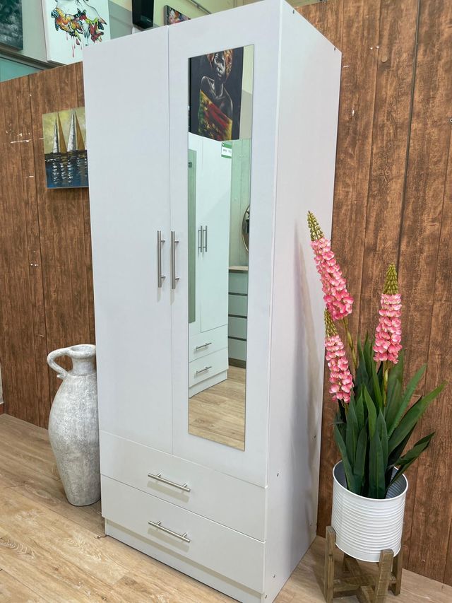 Armario 2 puertas con cajones y espejo