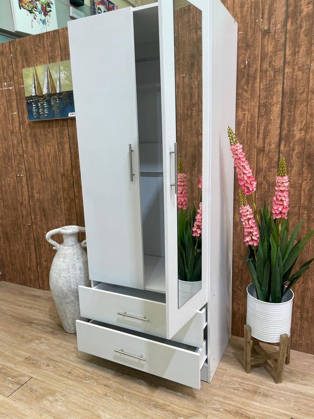 Armario 2 puertas con cajones y espejo