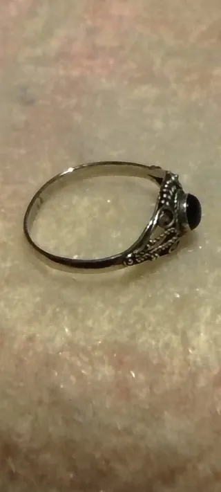 Anello Argento 925  con Pietra Nera onice