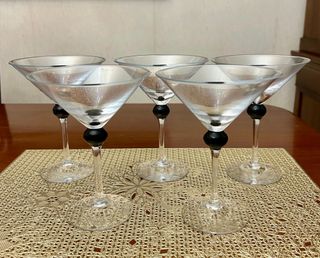 Set 5 Bicchieri Vintage Cocktail Neri Trasparenti