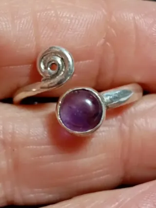 Anillo Plata Ley Amatista Ajustable