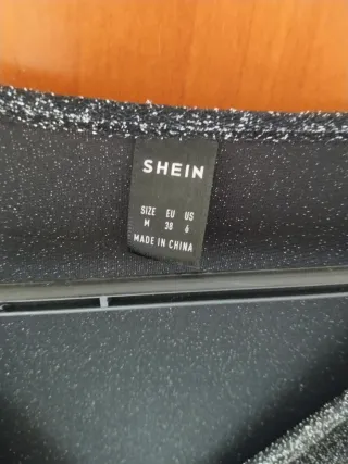 Vestido fiesta brillo negro y plata