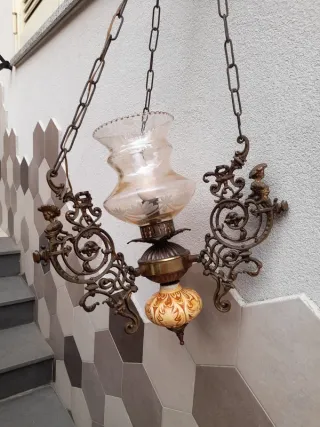 Lampadario e applique vintage bronzo