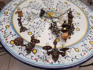 Lampadario e applique vintage bronzo