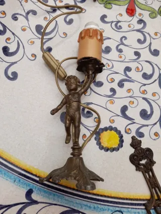 Lampadario e applique vintage bronzo