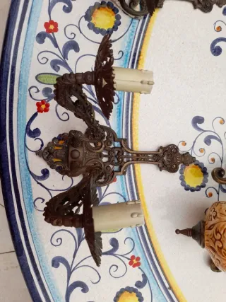 Lampadario e applique vintage bronzo