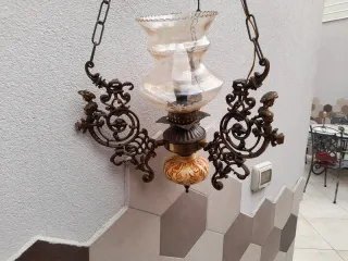 Lampadario e applique vintage bronzo